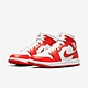 Nike 休閒鞋 Air Jordan 1 Mid 男女鞋 經典款 喬丹一代 皮革 情侶穿搭 橘紅 白 BQ6472-116 product thumbnail 1