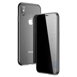iPhoneX iPhoneXS 金屬 防窺 360度全包 磁吸雙面玻璃殼 手機殼 黑色 iPhoneX手機殼 iPhoneXS保護殼