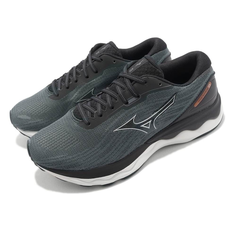 Mizuno 慢跑鞋 Wave Skyrise 3 3E Wide 男鞋 寬楦 黑灰 路跑 緩震 運動鞋 J1GC2223-04