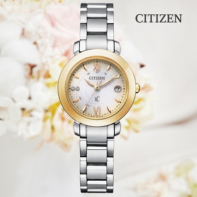 CITIZEN 星辰 xC 光動能 電波對時 鈦金屬真鑽淑女腕錶-27mm ES9447-51A