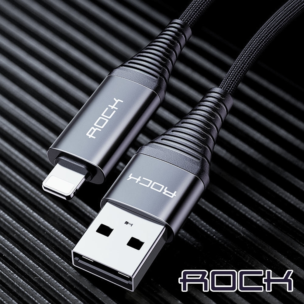 ROCK USB/lightning/Type-C四合一PD快充編織傳輸線 1M/黑色