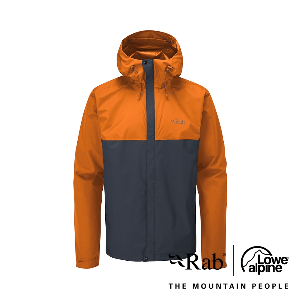 【RAB】 Downpour Eco Jacket 輕量防風防水連帽外套 男款 橙橘/鯨魚灰 #QWG82