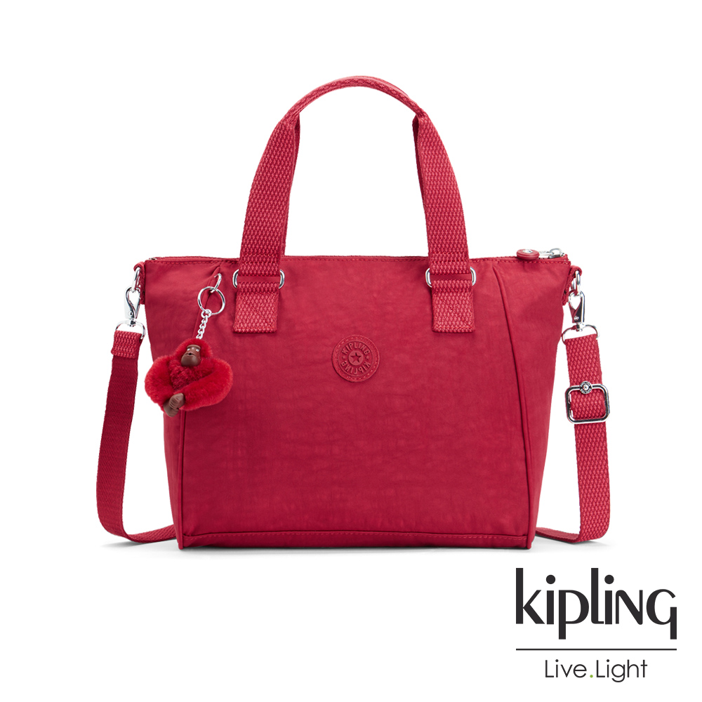 Kipling 燦爛緋紅手提側背包-AMIEL