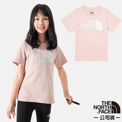 【The North Face】童 純棉多彩品牌LOGO短袖T恤.上衣_88ME-LK6 粉色