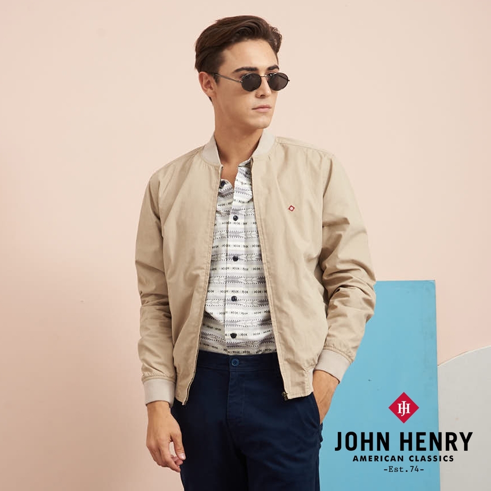 【JOHN HENRY】俐落剪裁棒球外套-卡其