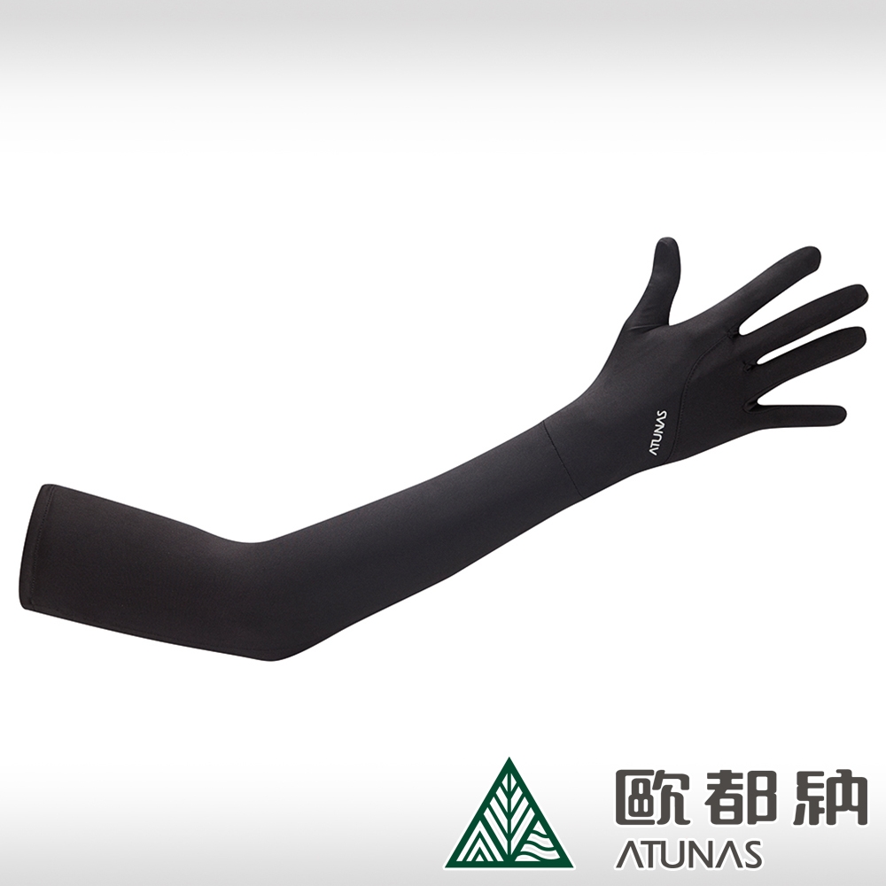 【ATUNAS歐都納】輕薄防曬冰涼長袖手套A1AGCC02N黑/涼感透氣/掌心止滑/騎車配件/戶外活動