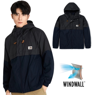 The North Face 男新款 WindWall 防風防潑水可調節連帽外套_海軍藍/黑 N