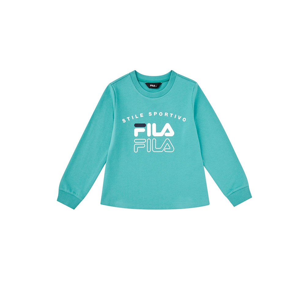 FILA KIDS 女童長袖圓領上衣-綠色 5TEX-8908-LN