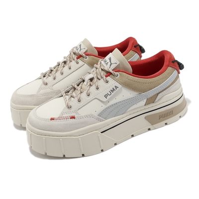 Puma 休閒鞋 Mayze Stack Retro Grade 女鞋 卡其白 藍 皮革 麂皮 厚底 經典款 38645001