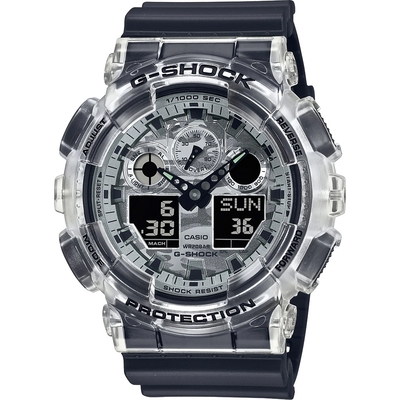 CASIO 卡西歐 G-SHOCK 透明迷彩 雙顯手錶 新春送禮 GA-100SKC-1A