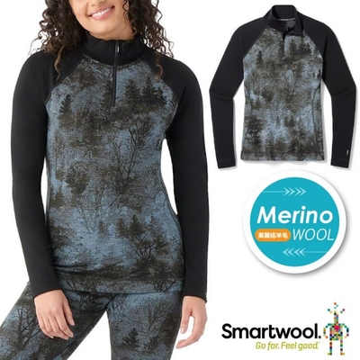 【SmartWool】merino wool 女 Thermal 長袖拉鍊上衣_SW016374-M13 黑森林