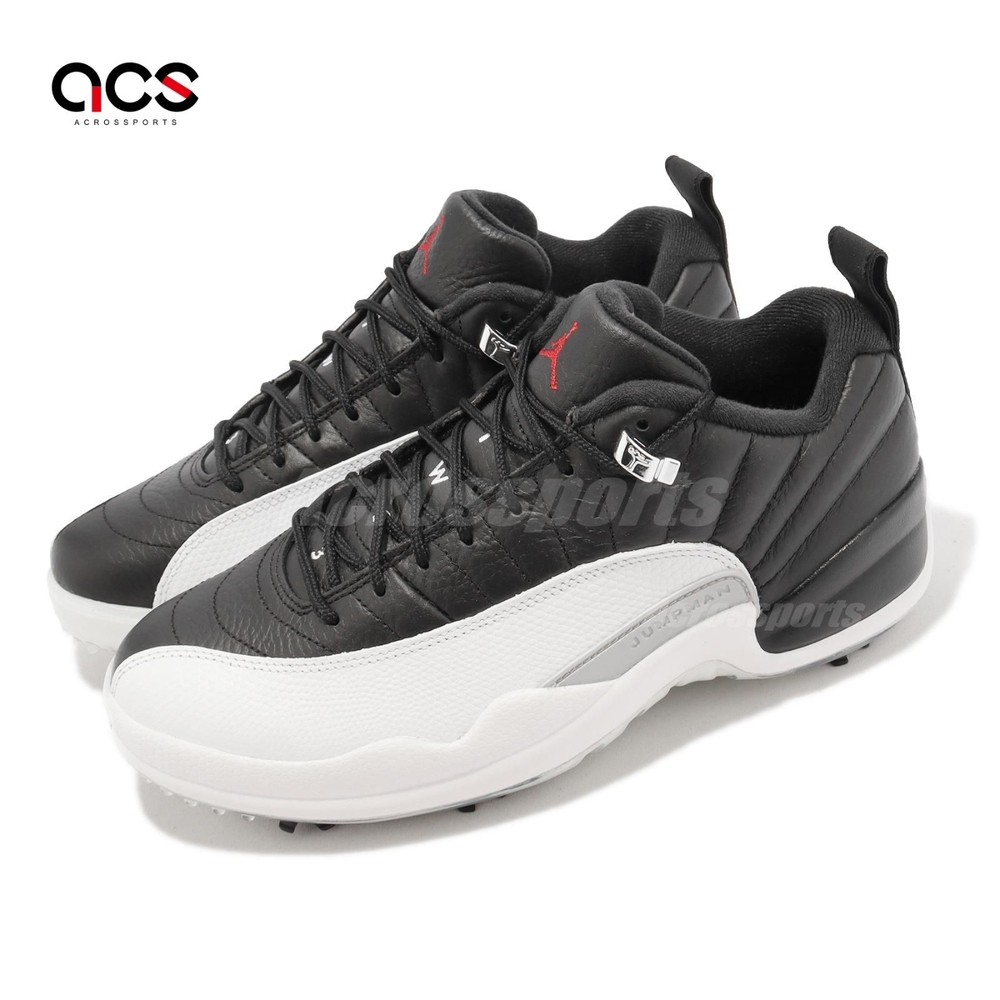 Nike 高爾夫球鞋Air Jordan XII Low 男鞋黑白高球Playoffs 12代AJ