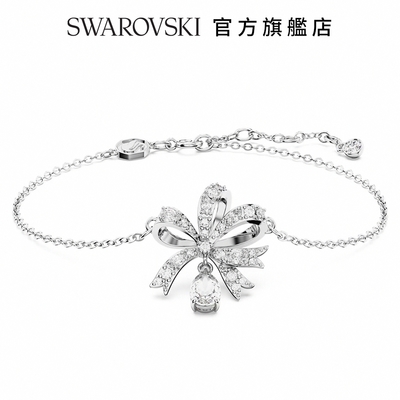 SWAROVSKI 施華洛世奇 Volta 手鏈蝴蝶結, 白色, 鍍白金色