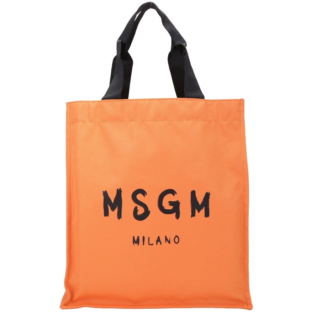 MSGM 品牌字母印花帆布托特包(橘色)