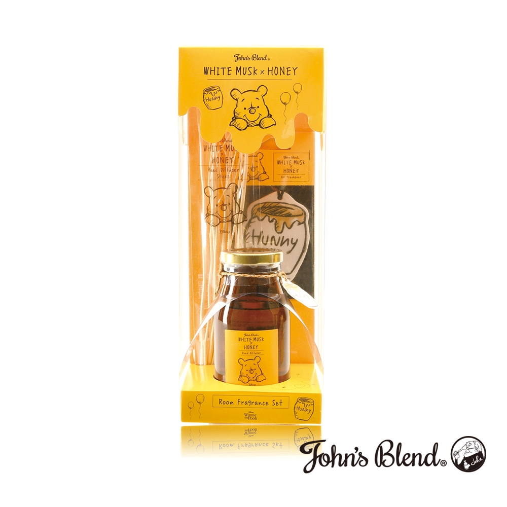 JOHN'S BLEND小熊維尼香氛禮盒組-香氛擴香瓶+掛片組
