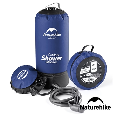 Naturehike 輕巧便攜戶外淋浴器11L 藍黑 L101-D 沖水器 沐浴袋