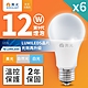 【DanceLight 舞光】6入組 升級第9代 12W LED燈泡 E27 全電壓(白光/自然光/黃光) product thumbnail 1