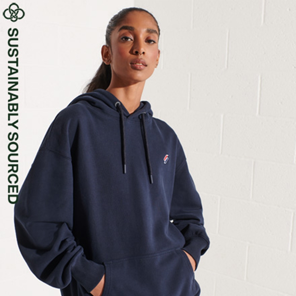 SUPERDRY 女裝 帽T CODE ESSENTIAL OVSD 海軍藍