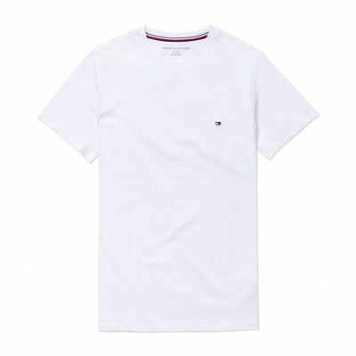 TOMMY 熱銷刺繡Logo圓領素面短袖T恤-白色