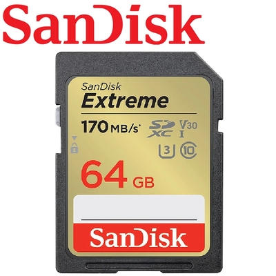 sandisk 64gb 170mb/s extreme u3 sdxc uhs-i v30 記憶卡