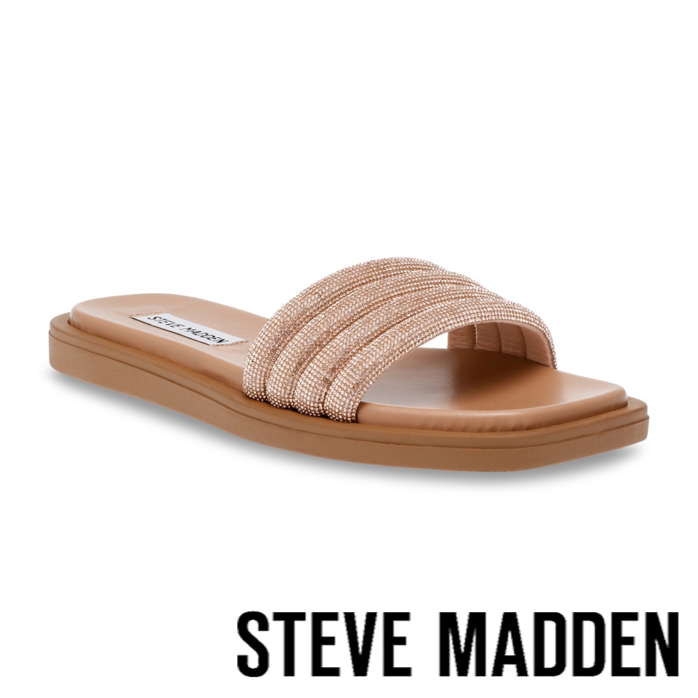 STEVE MADDEN-ARBOUR 鑽面壓紋平底涼拖鞋-金色