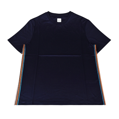 PAUL SMITH側邊彩色條紋設計棉質圓領短袖T恤(男款/深海軍藍)