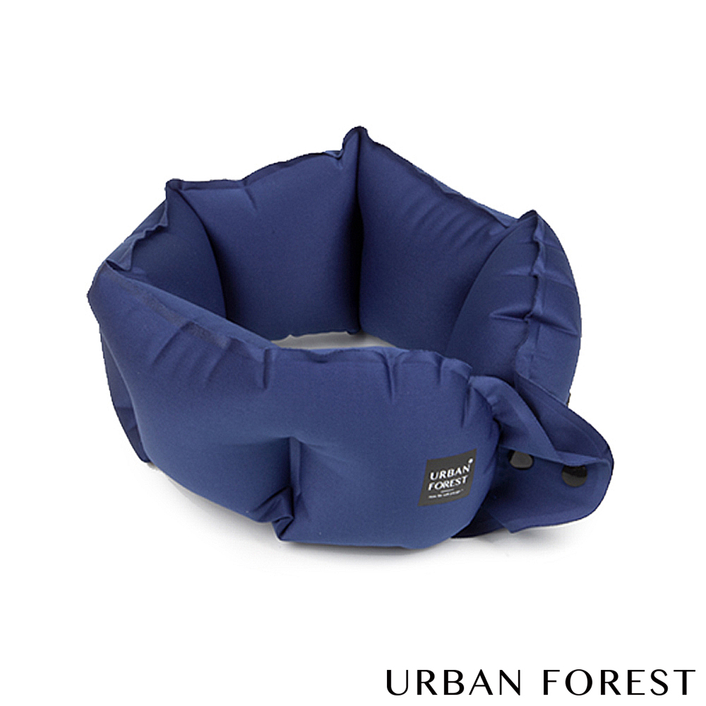 URBAN FOREST都市之森 樹-口袋充氣頸枕/午睡枕 藏青