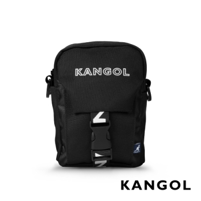 KANGOL LIBERTY系列 韓版潮流LOGO背帶小型插釦側背包-黑色 KG1193