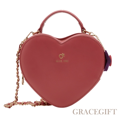 【Grace Gift】美少女戰士Crystal愛與正義火星愛心手提斜背包 紅
