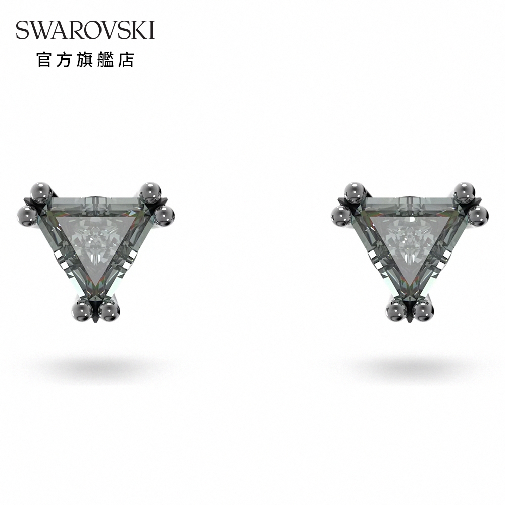 SWAROVSKI 施華洛世奇 Stilla 耳釘 三角形切割, 灰色, 鍍黑鉻色