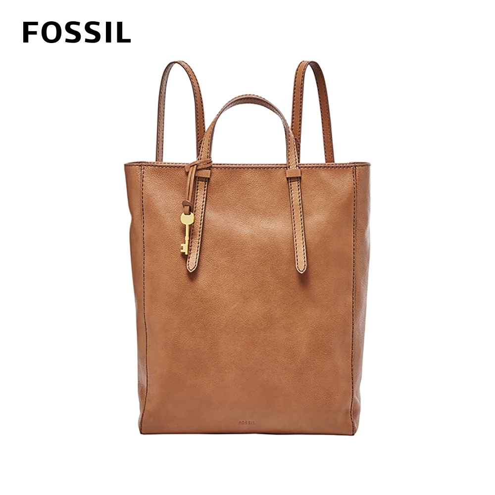 FOSSIL CAMILLA 真皮三用後背包 (可置入13吋筆電)-駝色 ZB7517231