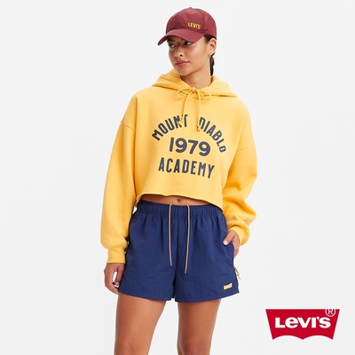 Levis Gold Tab金標系列 女款 寬鬆短版重磅帽T / 410GSM厚棉 落日黃