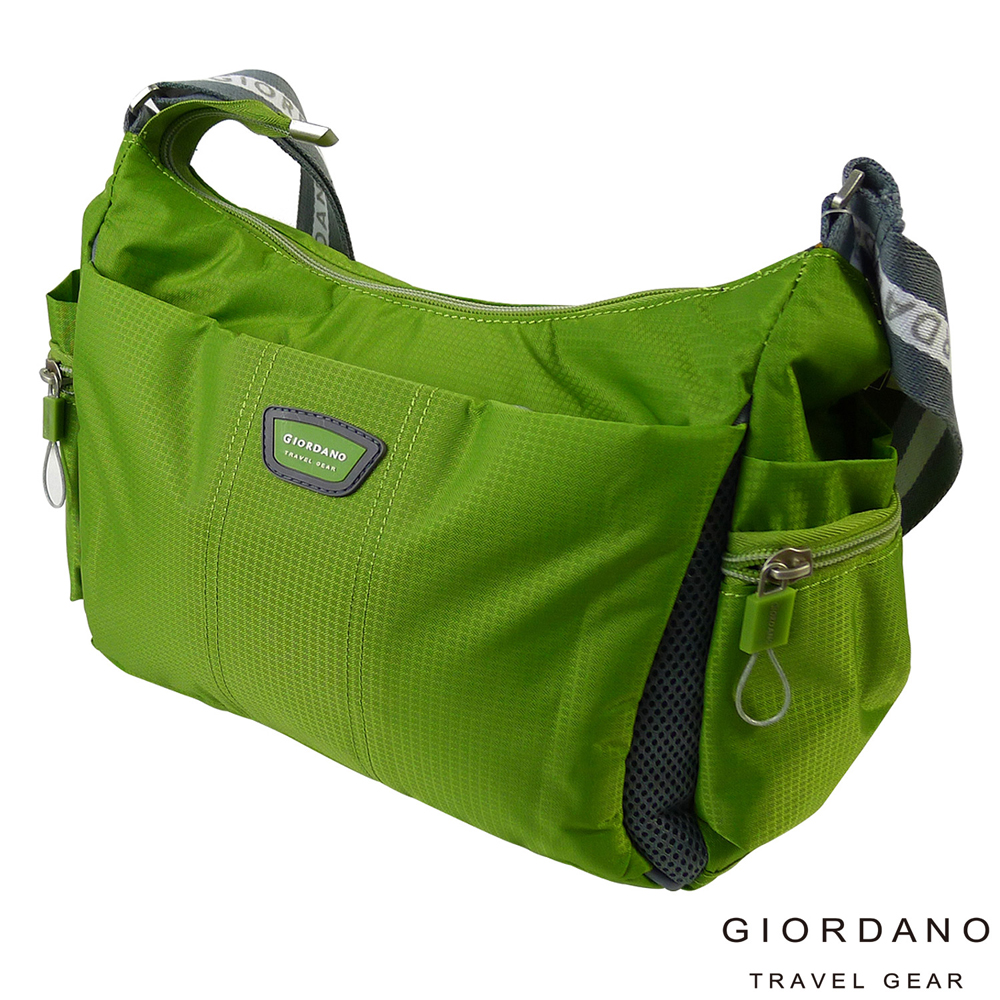 GIORDANO 佐丹奴休閒格紋多層兩用肩斜背包(蘋果綠)