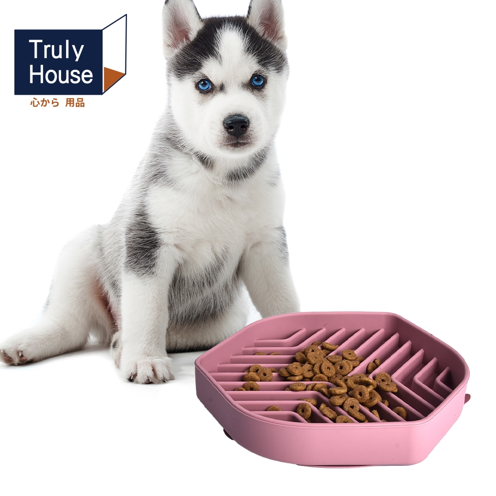 Truly House 寵物頂級矽膠慢食碗 加大款 防打翻設計 防噎食碗 寵物碗(兩色任選)