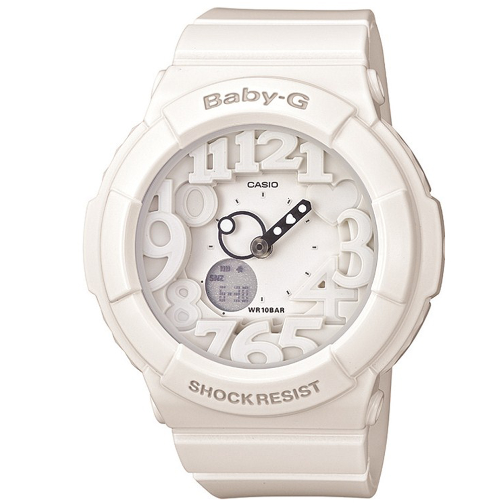 BABY-G 活潑玩味立體霓虹多彩休閒錶(BGA-131-7B)-亮眼白/43.4mm
