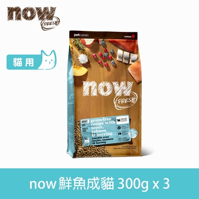 Now! 鮮魚無穀天然糧 成貓配方 300克 三件組★以100克x9包替代出貨