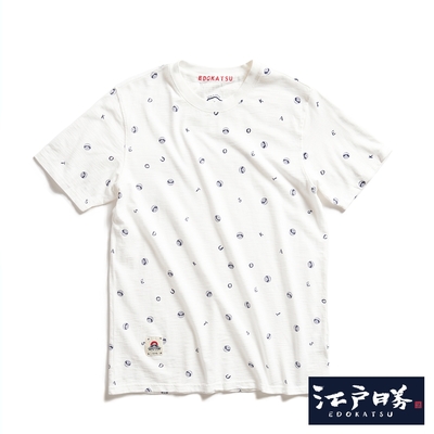 EDOKATSU 江戶勝 滿版印花短袖T恤-男-米白色