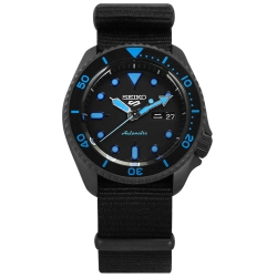 SEIKO 精工  5 Sports 機械錶 自動上鍊 尼龍帆布手錶 黑色 41mm