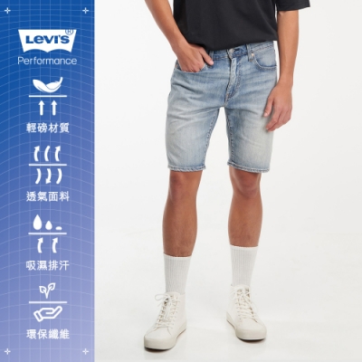 Levis 男款 上寬下窄 405膝上牛仔短褲 / Cool Jeasn輕彈有型 / 精工淺藍洗舊