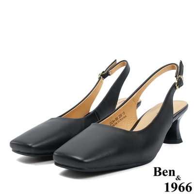 Ben&1966高級羊皮優雅後空跟鞋-黑(226331)