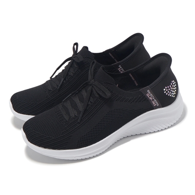 Skechers 休閒鞋 Ultra Flex 3 Heart Me Slip-Ins 女鞋 黑 白 避震 套入式 150177BLK