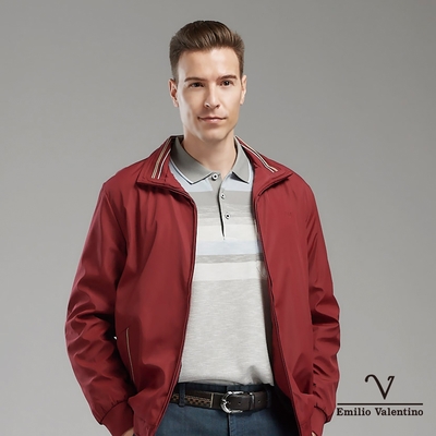 【Emilio Valentino范倫鐵諾】時尚翻領休閒毛裡鋪棉保暖防風外套_紅色(15-2V6963)