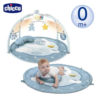 chicco-繽紛聲光甜星熊健力架-粉藍