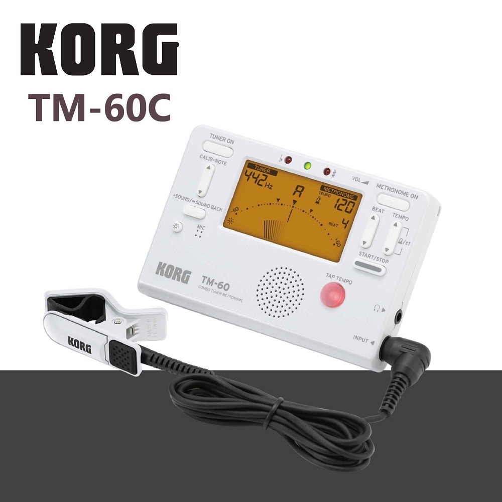 KORG TM-60C調音節拍器+調音夾線/功能齊全/白
