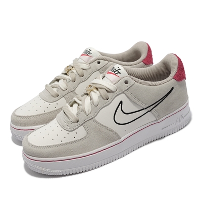 Nike 休閒鞋 Air Force1 LV8 S50 女鞋 經典 麂皮 大童 Swoosh 50周年 灰 白 DB1561-100