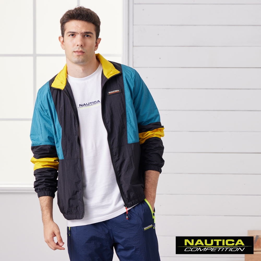 Nautica 男裝 COMPETITION撞色拼接風衣外套-黑色