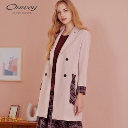 OUWEY歐薇 雙排釦造型中長版西裝外套(粉)
