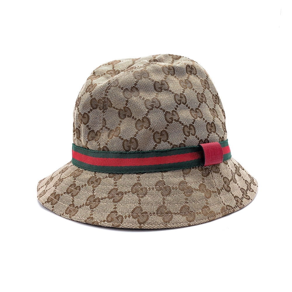 GUCCI GG滿版logo緹花布漁夫帽(411790-卡其)