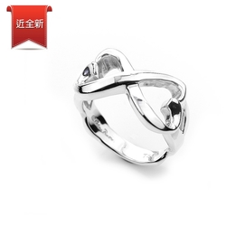 二手品 Tiffany&Co. Loving Heart 雙愛心925純銀戒指