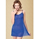 莎薇 素色系列 M-L細帶連身襯裙(藍) 輕薄蕾絲-舒適打底 product thumbnail 1